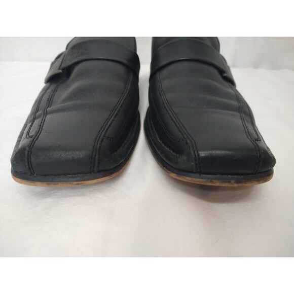 Kenneth Cole Size 8M Run Around Black Leather Slip On Dress Shoes Square Toe - Picture 2 of 11